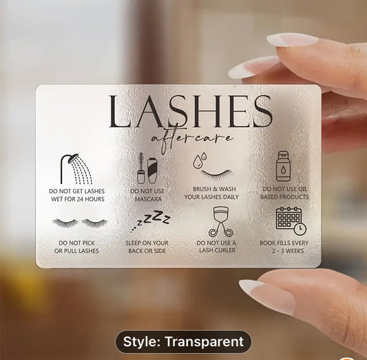 55pcs Transparent Plastic Lash Aftercare Card